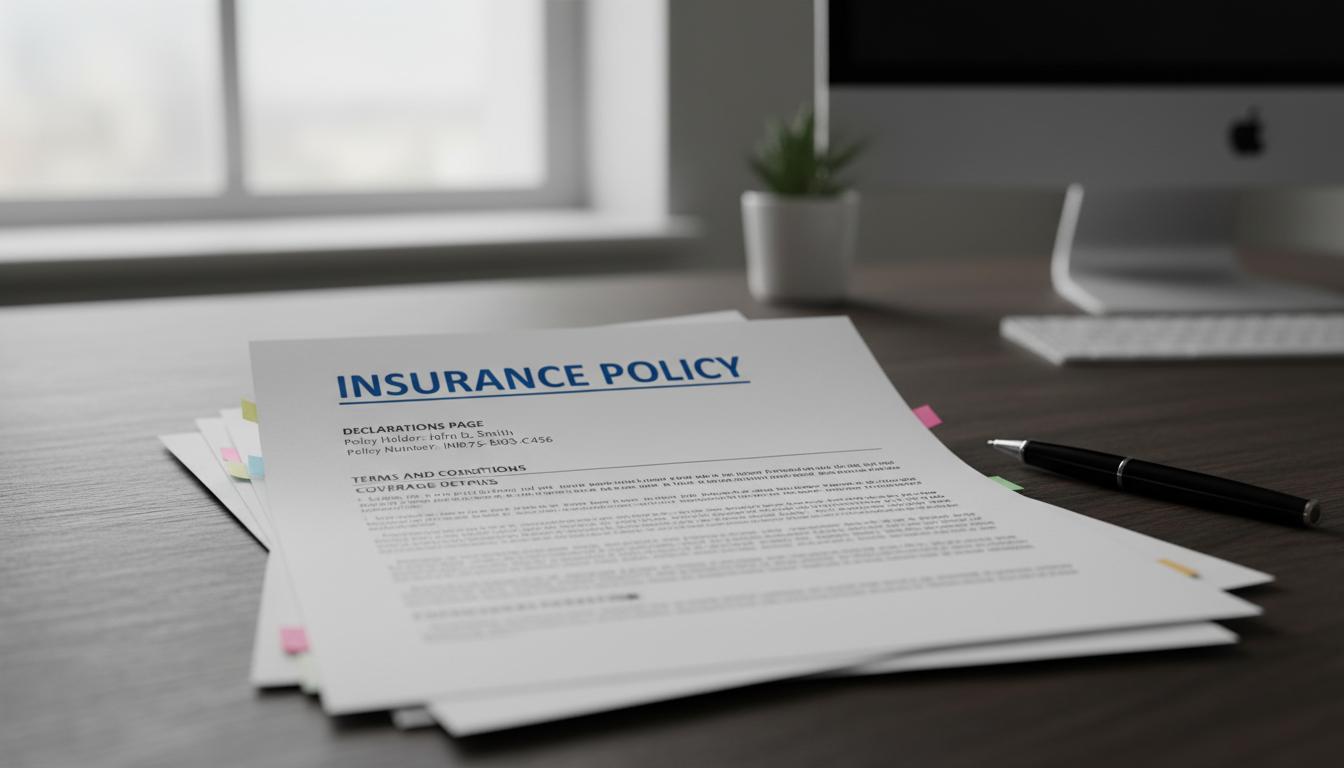 Insurance policy documents prepared for detailed review